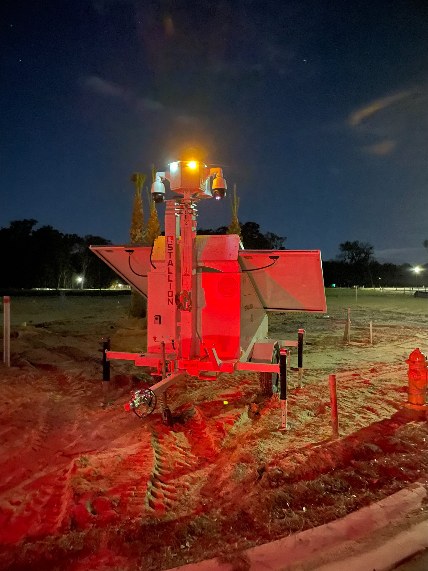 mobile surveillance trailer at construction site