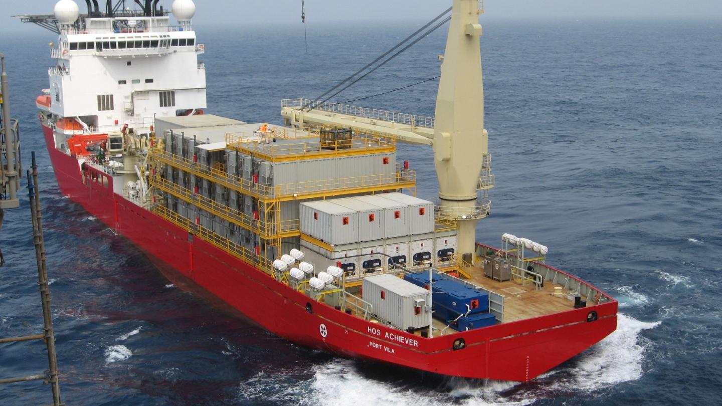 Cargo ship in ocean