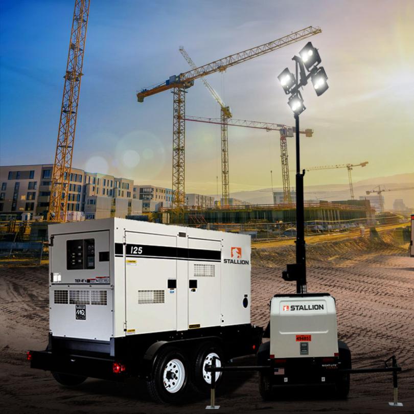 Electrical generator trailer at construction site