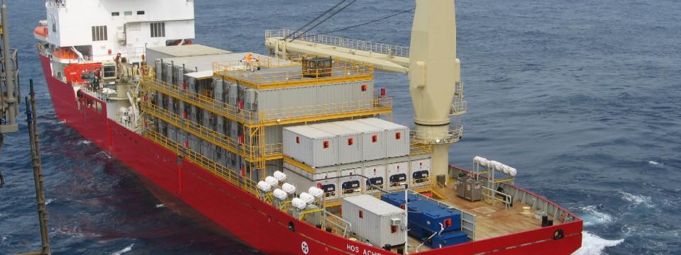 Cargo ship in ocean